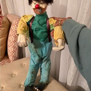 HOBO Clown Doll with Red Nose and Colorful Outfit